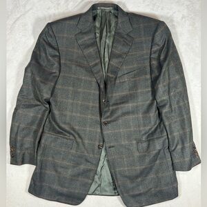 Ermenegildo Zegna EU54R US44R Su Misura 15 MIL 15 100% Wool Brown Plaid Blazer